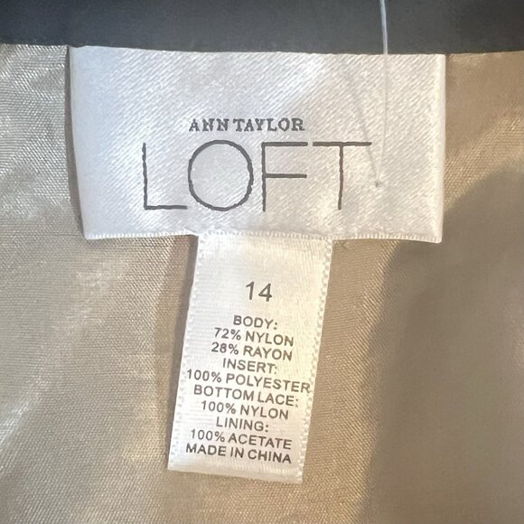 Ann Taylor Loft Pleated Mid Skirt Size 14 Black Lace Cocktail Gothic New - Picture 2 of 10